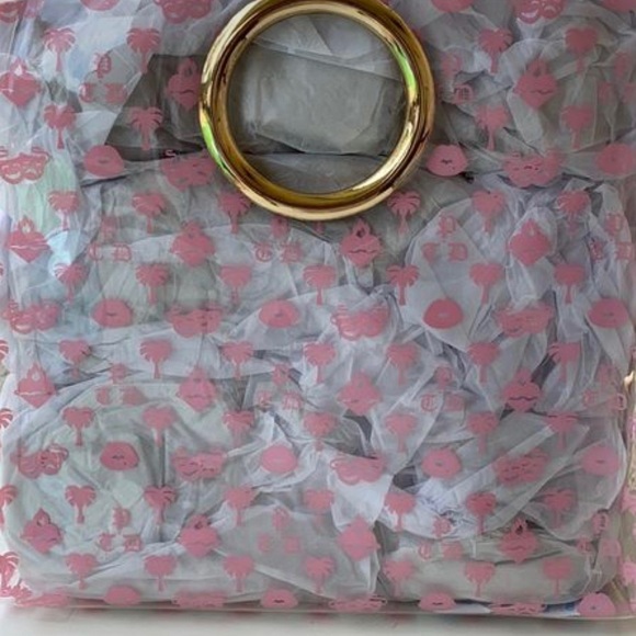 Bella Dona Summer Print Clear Tote Bag w/ Gold Handles - Picture 3 of 4